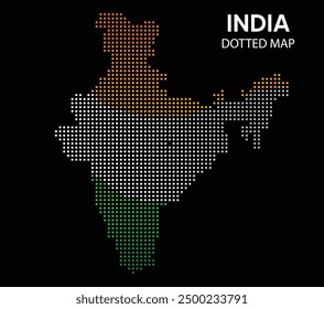 Indian Dotted Map vector illustration on black isolated