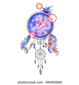 Indian Dream catcher, colorful digital ethnic element. Vector isolated object