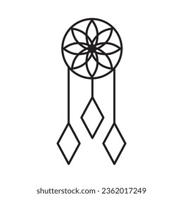 Indische Traumfangsymbol, Indischer Traumfänger Symbol einfache Vektorgrafik..eps
