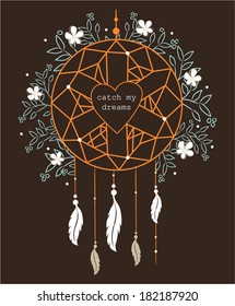 Indian Dream catcher. Vector illustration isolated on background.