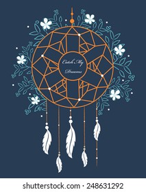 Indian Dream catcher. Vector illustration isolated on background.
