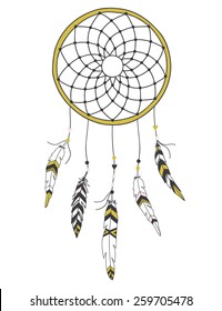Indian Dream catcher. Vector illustration.