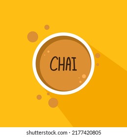 Indian drink vector. Indian chai icon. Chai is Indian drink. Indian tea. top view.