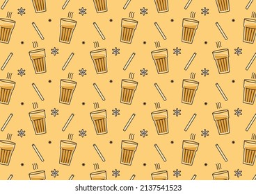 Indian drink vector. Indian chai pattern wallpaper. Chai is Indian drink.