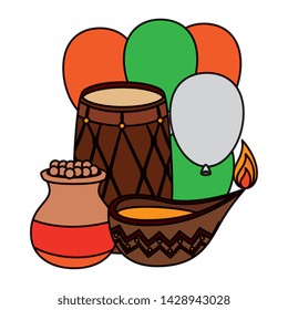 indian drum with balloons helium and candle
