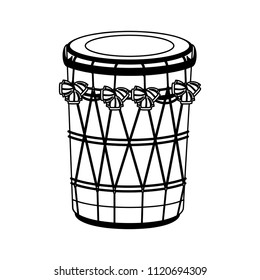 indian drum instrument in black and white