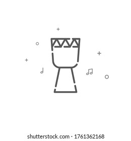 Indian drum simple vector line icon. Eastern music symbol, pictogram, sign. Light background. Editable stroke. Adjust line weight.