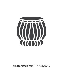 Indian drum vector icon. filled flat sign for mobile concept and web design. Percussion drum glyph icon. Symbol, logo illustration. Vector graphics