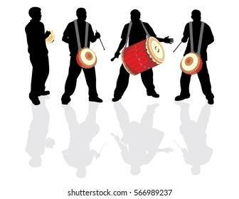 Indian drummers silhouette collection 