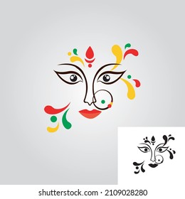 indian durga in Happy Durga Puja Art Simple draw