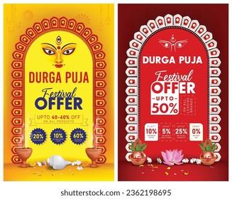 indian durga puja festival offer poster navratri festival sale template background vector illustration