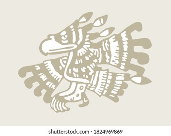 Indian eagle. Totem symbol of South American Indians. Vector image for logo, print, poster or illustrations.