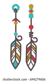 Indian earrings with feathers
