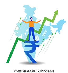 indian economic growth, rupee growth concept vector