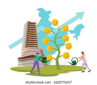 Indian Economy Growth Vector Illustration