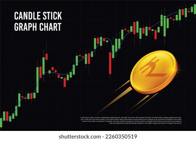 La economía india aumenta el mercado alcista. mercado de valores indio de alto crecimiento o moneda de rupia india con gráfico de barras de velas del mercado de valores