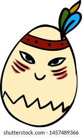 Indian egg with eyes, illustration, vector on white background.