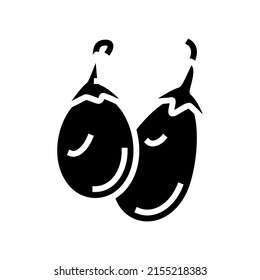 Indian Eggplant Glyph Icon Vector. Indian Eggplant Sign. Isolated Contour Symbol Black Illustration