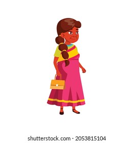 indian elderly lady standing skyscraper terrace cartoon vector. indian elderly lady standing skyscraper terrace character. isolated flat cartoon illustration