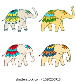 Indian elephant in 4 different varieties