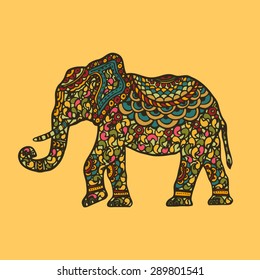 Indian elephant with beautiful pattern. Elephant Festival Jaipur. vector