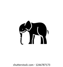 Indian elephant black icon, vector sign on isolated background. Indian elephant concept symbol, illustration 