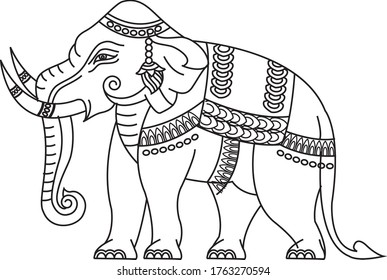 Indian  elephant. Can be used for a coloring book, textile, prints, phone case, greeting card