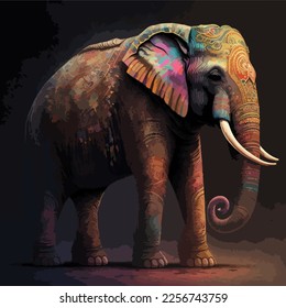 Indian elephant colored. Vector stock illustration eps 10.