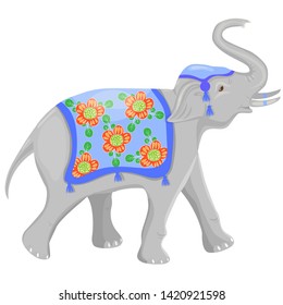 Indian elephant festival vector illustration. Isolated on white background.