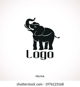 Indian elephant icon in black  flat style isolated on white background. India symbol stock bitmap illustration. Elephant logo. 