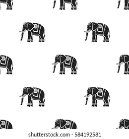 Indian elephant icon in black style isolated on white background. India pattern stock vector illustration.