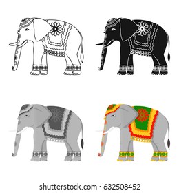 Indian elephant icon in cartoon style isolated on white background. India symbol stock vector illustration.