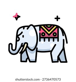 Indian Elephant Icon Vector Illustration. Traditional Culture Colorful Design.
