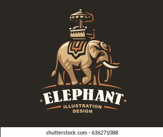 Indian elephant logo - vector illustration, emblem design on dark background.