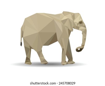 Indian elephant in low poly style. Vector design. Illustration. Icon. Flayer.