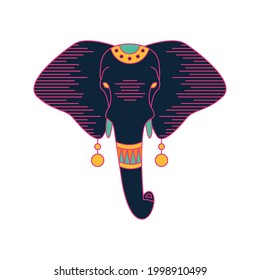 Indian elephant on white background