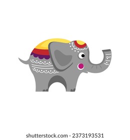 Indian elephant on white background. Diwali celebration