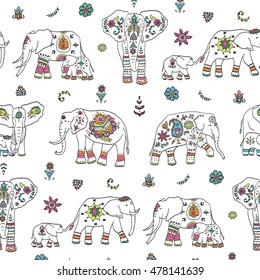 indian elephant ornament pattern