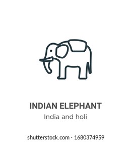 Indian elephant outline vector icon. Thin line black indian elephant icon, flat vector simple element illustration from editable india concept isolated stroke on white background