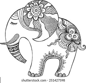 Indian elephant painted by hand.