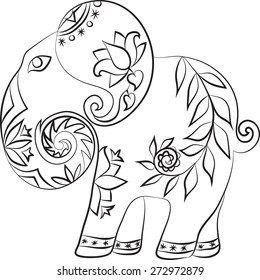 Indian elephant with patterns