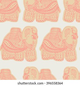 Indian elephant seamless pattern.