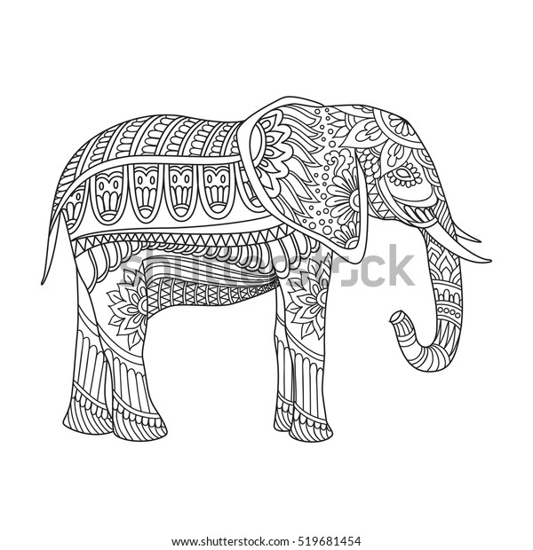 Indian Elephant Traditional Asian Style Ornate Stock Vector (Royalty ...