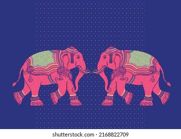 Indian elephant traditional vector pattern 