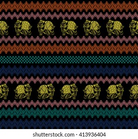 Indian elephant tribal ethnic pattern