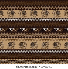 Indian elephant tribal ethnic pattern