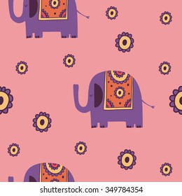 Indian elephant vector print