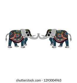 Indian elephants cartoon scribble