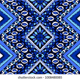 Indian embroidery. Geometric folklore ornament. Tribal ethnic vector texture. Seamless striped  pattern in Aztec style.  Scandinavian, Slavic, Mexican, folk pattern. 