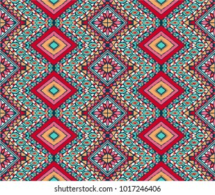 Indian embroidery. Geometric folklore ornament. Tribal ethnic vector texture. Seamless striped  pattern in Aztec style.  Scandinavian, Slavic, Mexican, folk pattern. 